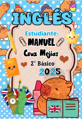 Capibara Kawaii Ingles Celeste
